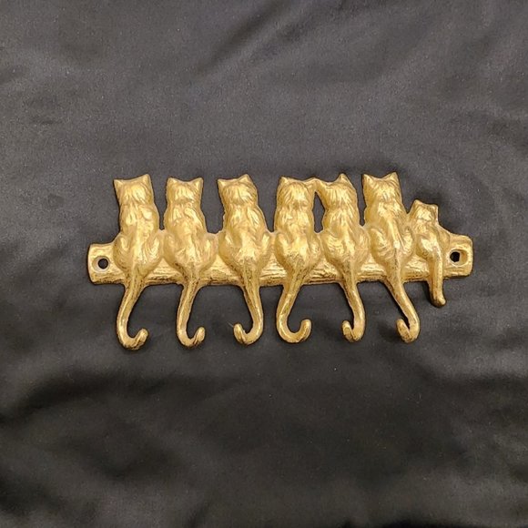 Vintage Brass Cat Key Holder - Picture 1 of 4